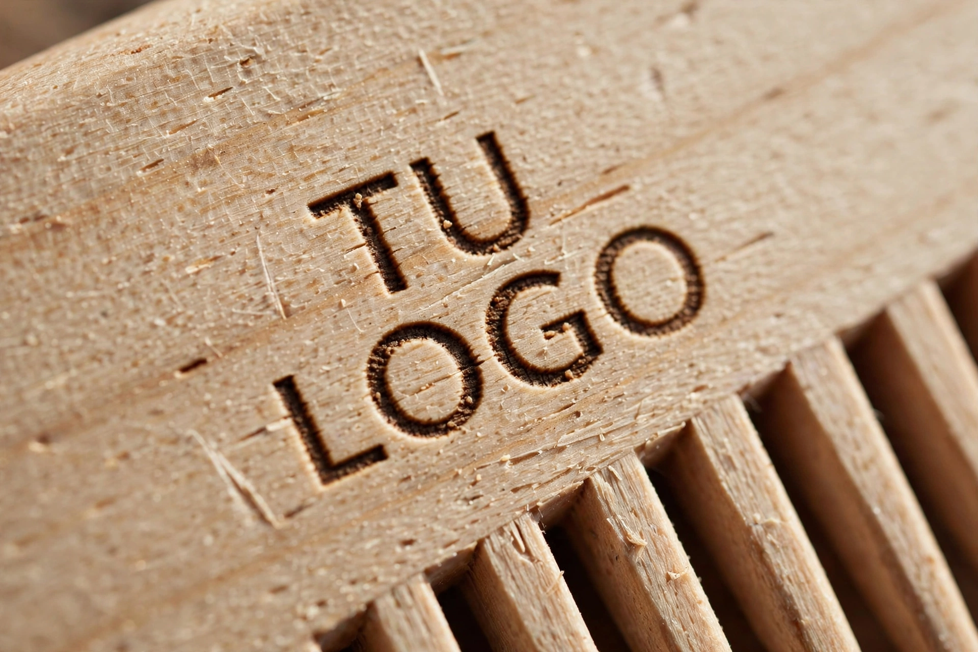 Visualización de acabado: grabado con ejemplo de personalización en madera