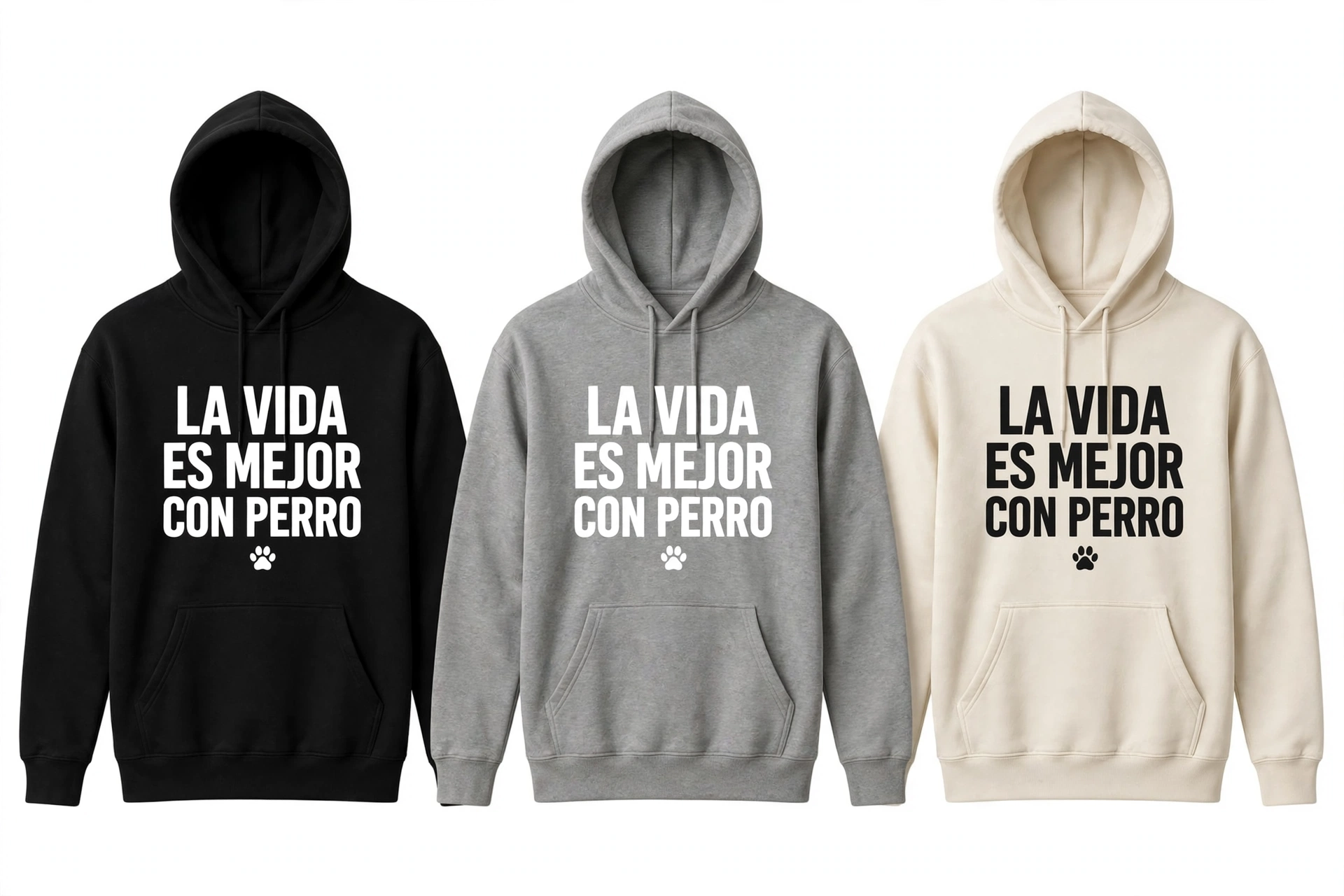 Ejemplo de sudadera personalizada con frase y perro